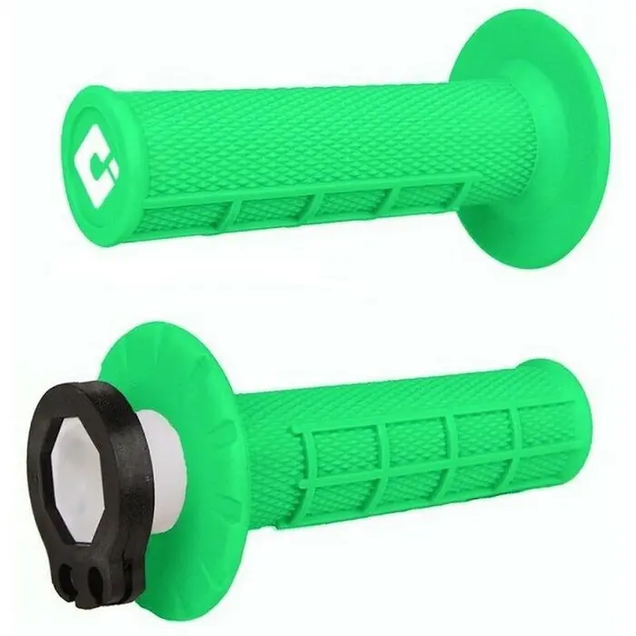 Puños con caña ODI MX lock on V2 half waffle verde