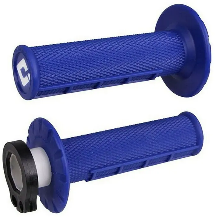 Puños con caña ODI MX lock on V2 half waffle azul
