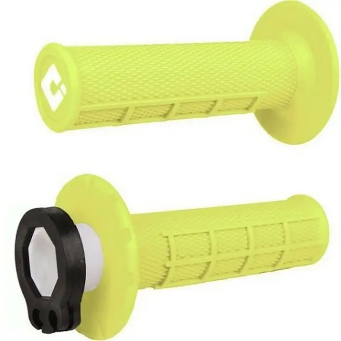 Puños con caña ODI MX lock on V2 half waffle amarillo