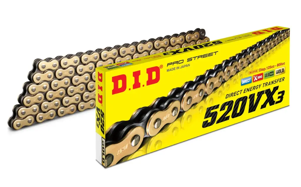 Cadena de retenes  Did 520 Vx3 120P dorada