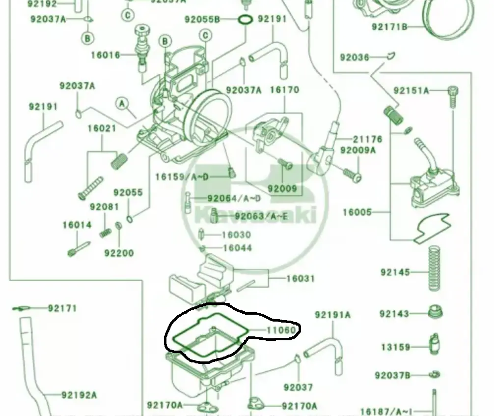 Junta cuba carburadoor Kawasaki KX 80/85 90-19(92055-1389)