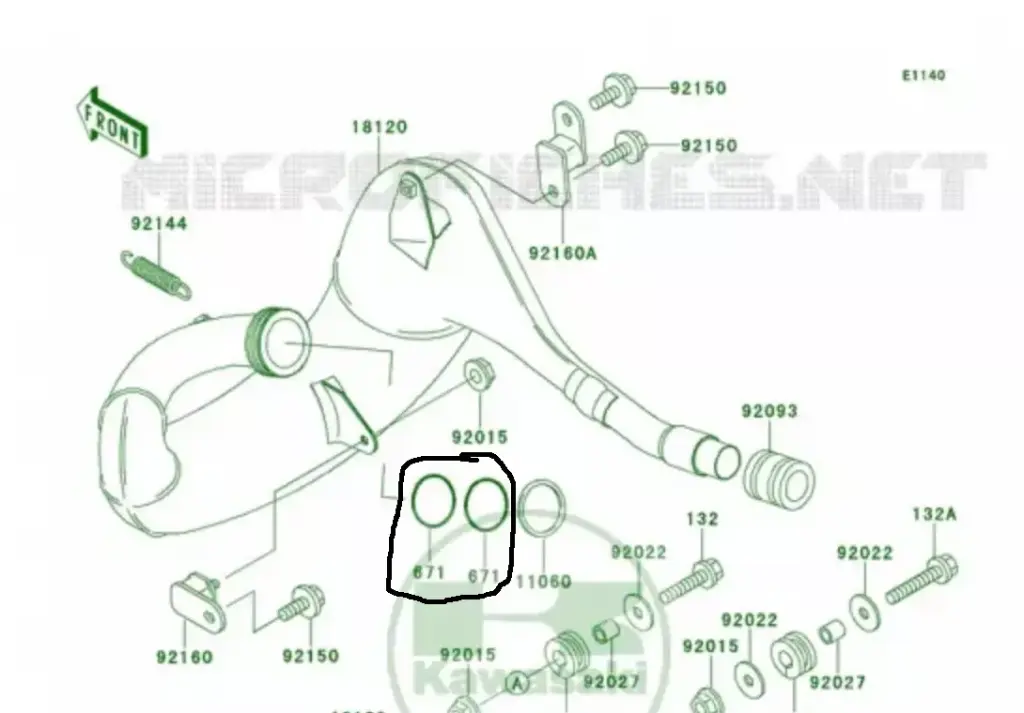 Juntas toricas escape Kawasaki KX 125/250/500(671E2550)