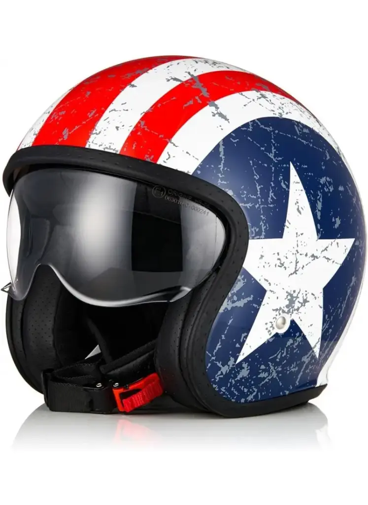 Casco Jet Origine Spirit Rebel Star (Sprint Rebel Star) Casco estilo capitan américa 