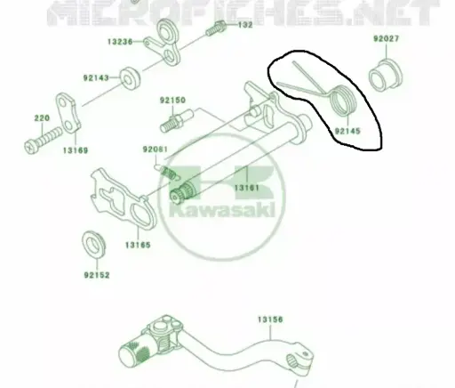 [92145-1368] Muelle selector cambio Kawasaki KX 125/500(92145-1368)  