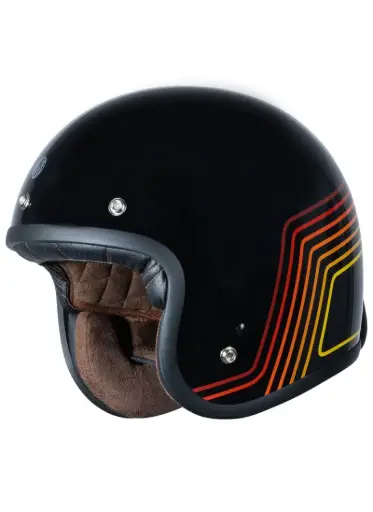Casco Jet Origine Primo Sunrise Red/Black Retro Vintage E2206 