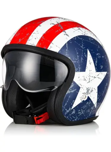 Casco Jet Origine Spirit Rebel Star (Sprint Rebel Star) Casco estilo capitan américa 