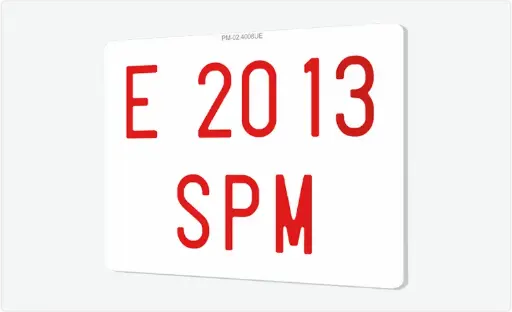 Placa de Matricula Vehiculo especial cuadrada